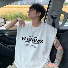 可48小时发货支持抖音得物来样二开240克重磅美式纯棉背心无袖t恤，男装背心/马甲，电商A486-1