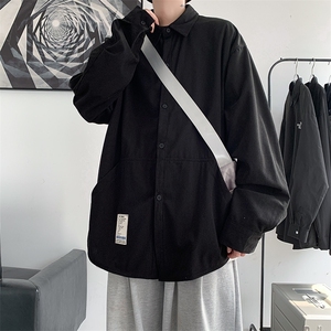 秋装 港风复古灯芯绒长袖衬衫宽松工装男女外套韩版潮 H221/P45图片