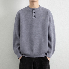 25621-特P60秋季时尚圆领毛衣套头衫男士针织衫宽松纯色打底衫，男装针织衫/毛衣，电商D310B