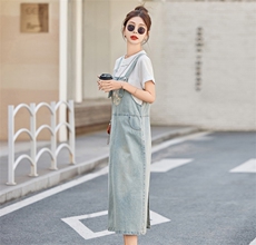 夏季牛仔背带裙套装女2025夏装新款连衣裙洋气减龄时尚两件套裙子，女装套装/套裙，慧尚依恋