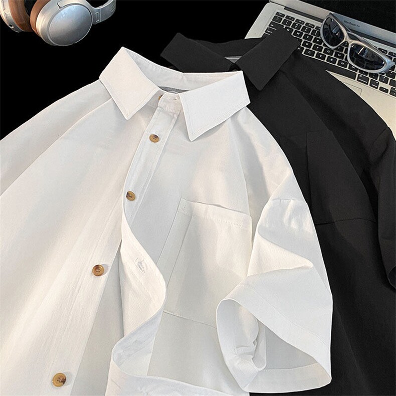 夏季新款短袖衬条纹衫拼接设计感休闲个性衬衣DC2233-特价P30，男装衬衫，电商A007