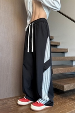 三条杠藏青色校服裤子男款春秋季2025新款美式潮牌宽松阔腿休闲裤，男装休闲裤，电商A022