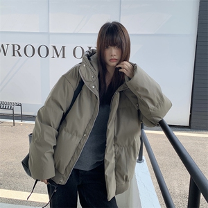 现货5W件冬季三防重磅boxy短款羽绒连帽PU皮棉衣外套防风加厚棉服图片