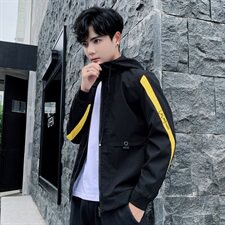 秋季新款青年连帽工装夹克男外套潮流韩版修身帅气男生休闲夹克男，男装夹克，星座302B