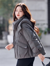 时尚休闲连帽短款羽绒服女2025冬季新款小个子加厚保暖白鸭绒外套，女装羽绒服，丽影随形