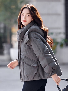 时尚休闲连帽短款羽绒服女2025冬季新款小个子加厚保暖白鸭绒外套图片