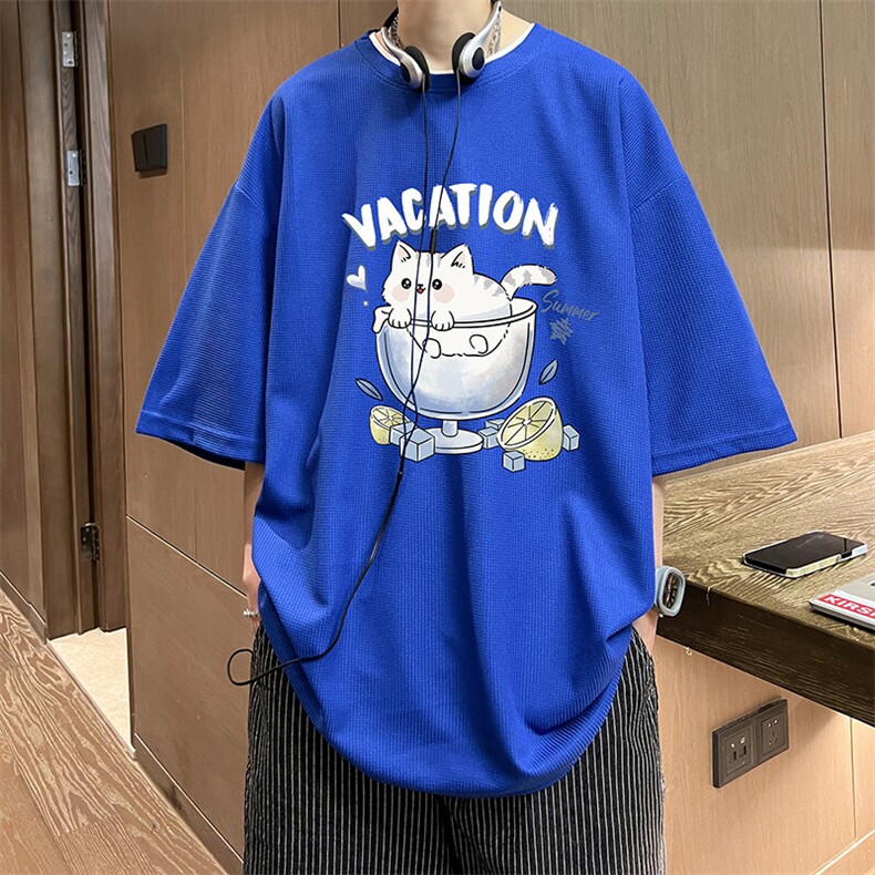华夫格t恤男短袖男大码五分袖HT73408-P22,男装T恤,电商A040