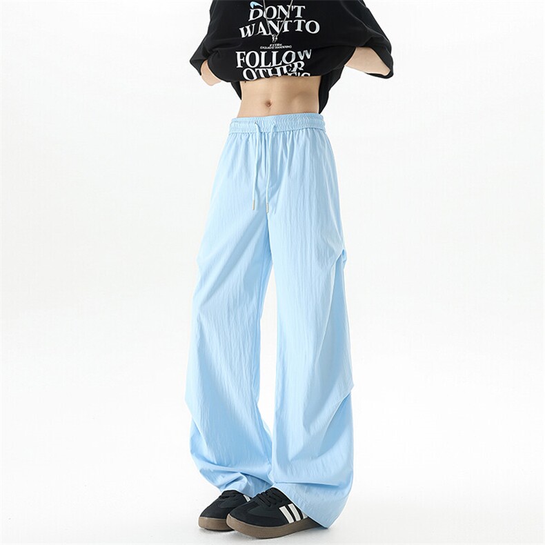 褶皱美式降落伞兵工装裤子男夏薄款休闲裤冰丝速干阔腿裤KZ045P35,男装休闲裤,电商B312