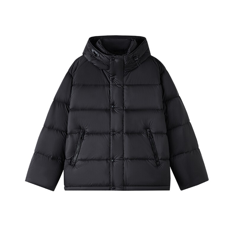 90%绒新标有报告连帽撞色韩版宽松羽绒服外套上衣Y990/370图片