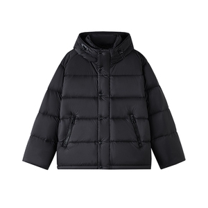 90%绒新标有报告连帽撞色韩版宽松羽绒服外套上衣Y990/370图片