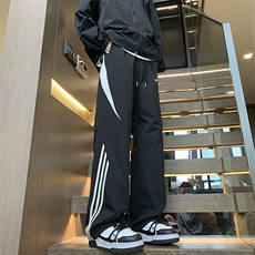 秋季新款条纹拼接字母绣花防水冲锋休闲裤XZ604-KG93-特P40控78，男装休闲裤，星座604