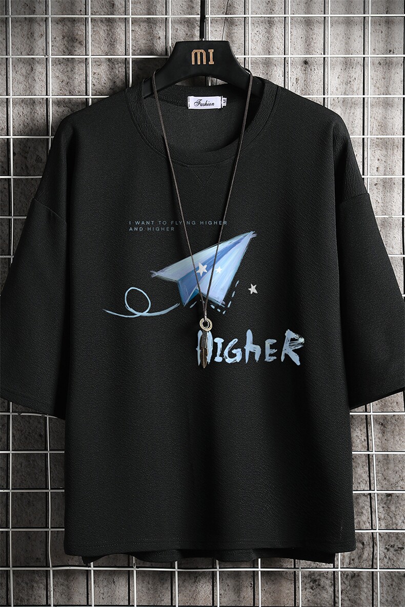 春夏季七分袖t恤男大码五分袖男短袖中袖网格挂拍Q11270-P30,男装T恤,电商A040A