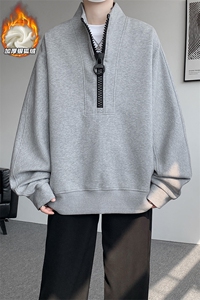 舒适银狐绒400g重磅曼巴棉半拉链长袖卫衣男W5385J加绒特P70控128图片