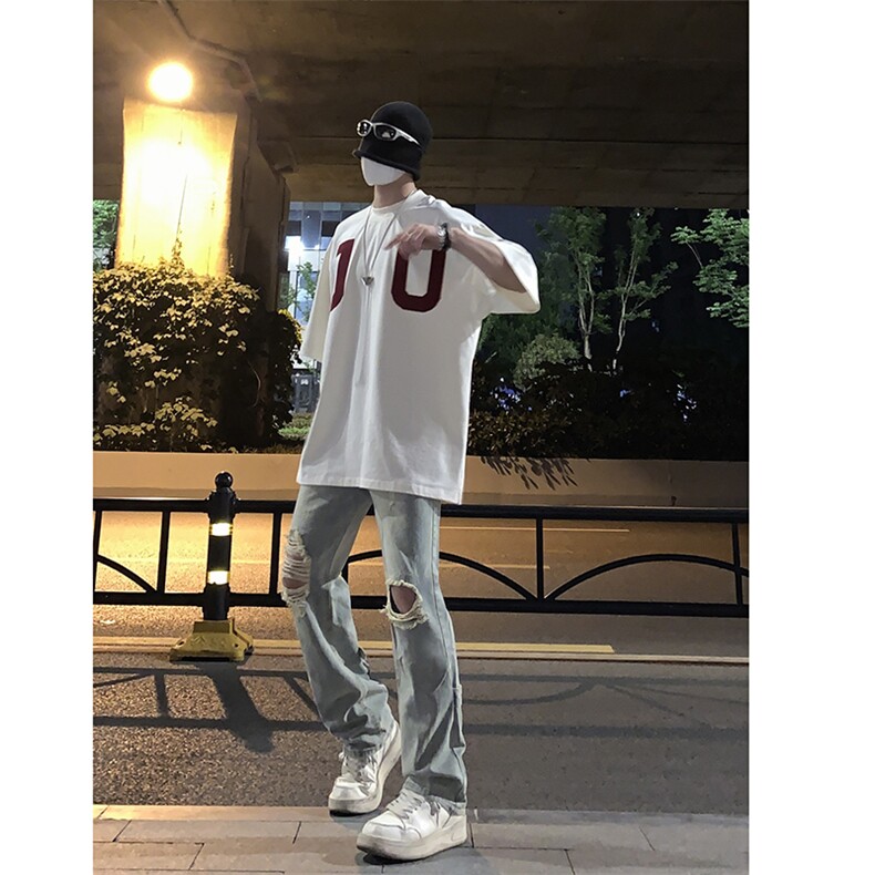 B221美式ins高街暗黑系小众拉链直筒牛仔裤LK23073-P65控88,男装牛仔裤,电商B221