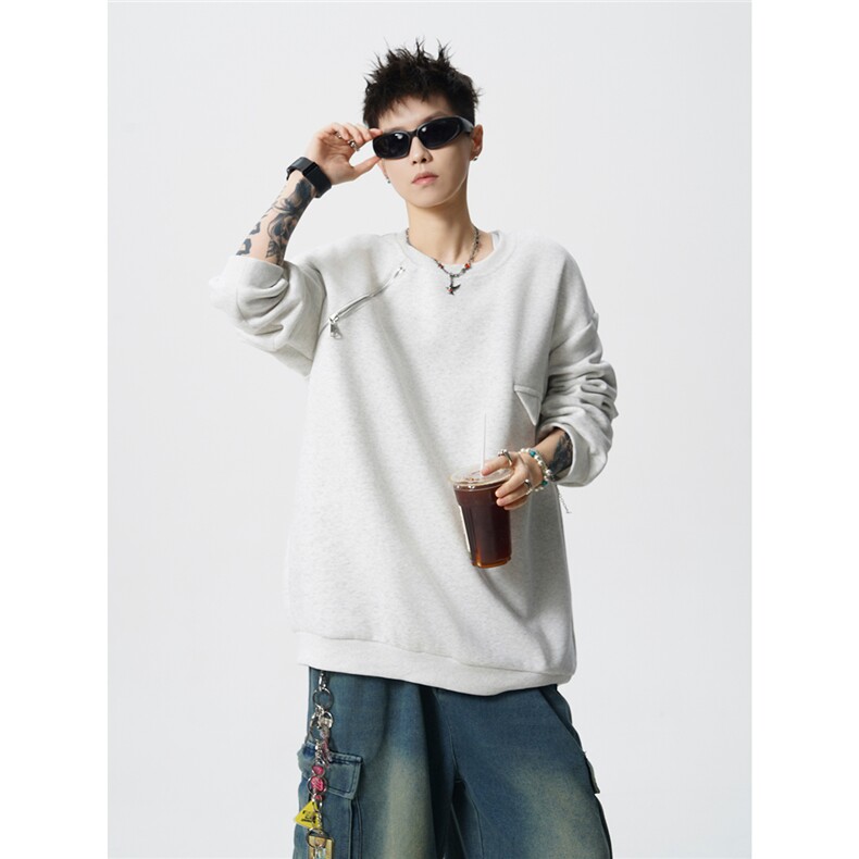 HW2513-特p45控78面布54.2棉45.8聚酯圆领领情侣卫衣宽松外套男图片