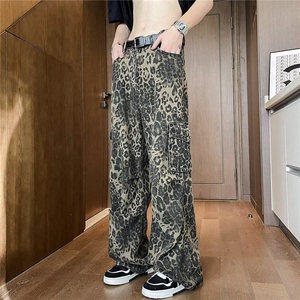 豹纹工装休闲裤男士韩版潮流高街帅气2024夏季新款长裤K5264-P59图片