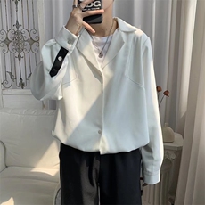 长袖衬衫男潮流痞帅上衣服设计感小众白衬衣C22P35，男装衬衫，星座1116-2