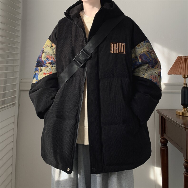 2025冬季新款港风大皂大码绣花小熊棉衣M-5XHM23927-特P105，男装棉衣，电商A022