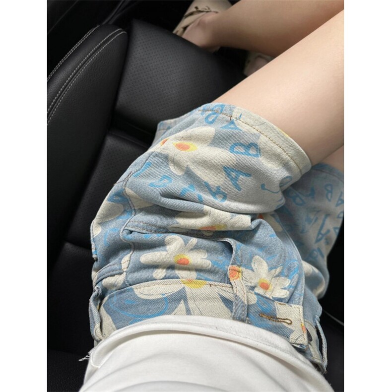【网图有货】美式满印小雏菊牛仔短裤女夏季显瘦裤子5223CC-特P40,男装牛仔裤,星座1007（原301D）