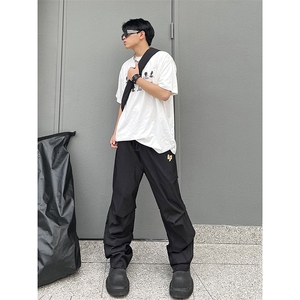 B221 美式ins街头hiphop刺绣宽松褶皱休闲裤子 LK23123-P60 控78图片