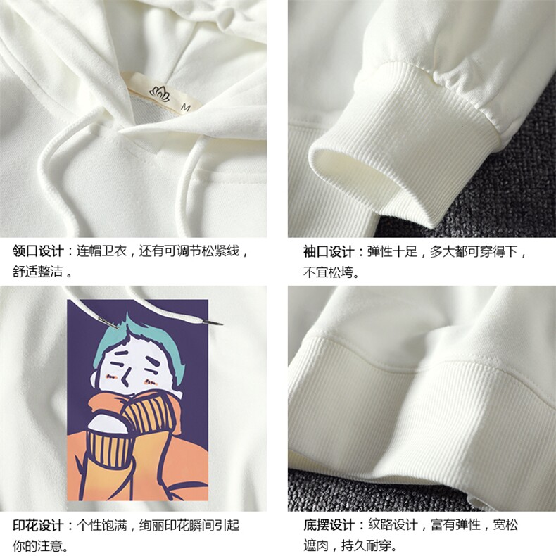 WY2042-P40纯棉连帽卫衣男大码运动帽衫宽松薄外套男麒麟风,男装卫衣,电商A040A