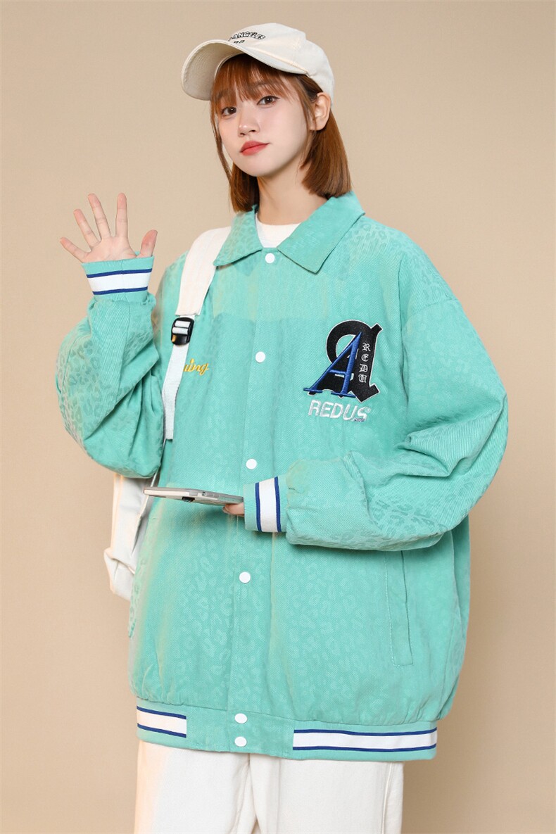 2023秋装新款刺绣设计夹克潮中性风男女宽松棒球服外套8007-P85,男装夹克,电商A441-1