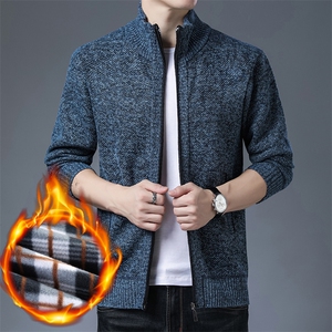Q8801钱塘2020-2中年男士开衫拉链立领秋冬厚款长袖毛衣P39图片