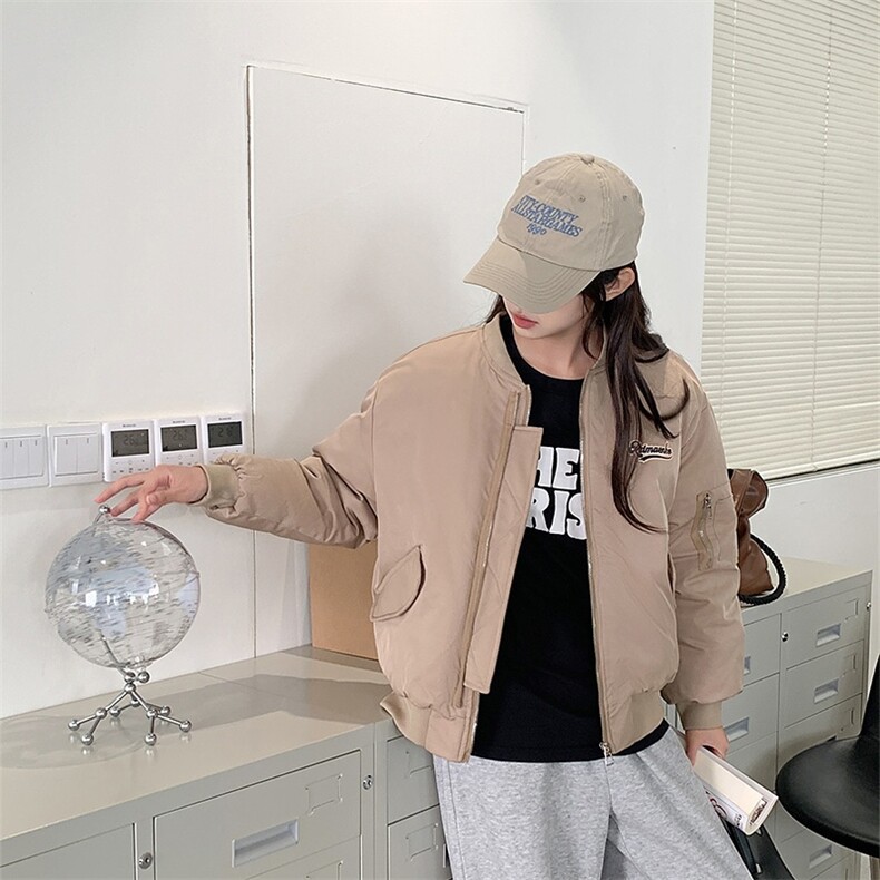 现货新款冬装2024年韩版小个子标贴棉衣外套保暖螺纹拼接棉服,女装棉衣/棉服,冬木谷雨