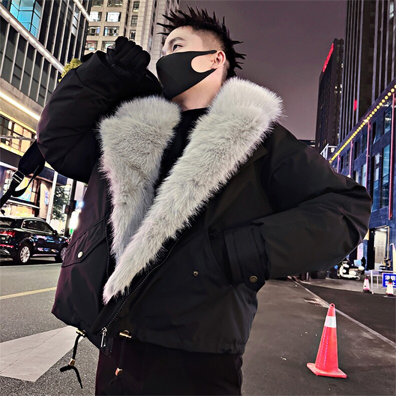 B80/P148控188冬季座山雕加厚可拆卸大毛领棉衣外套男藏青首2,男装棉衣,星座305B