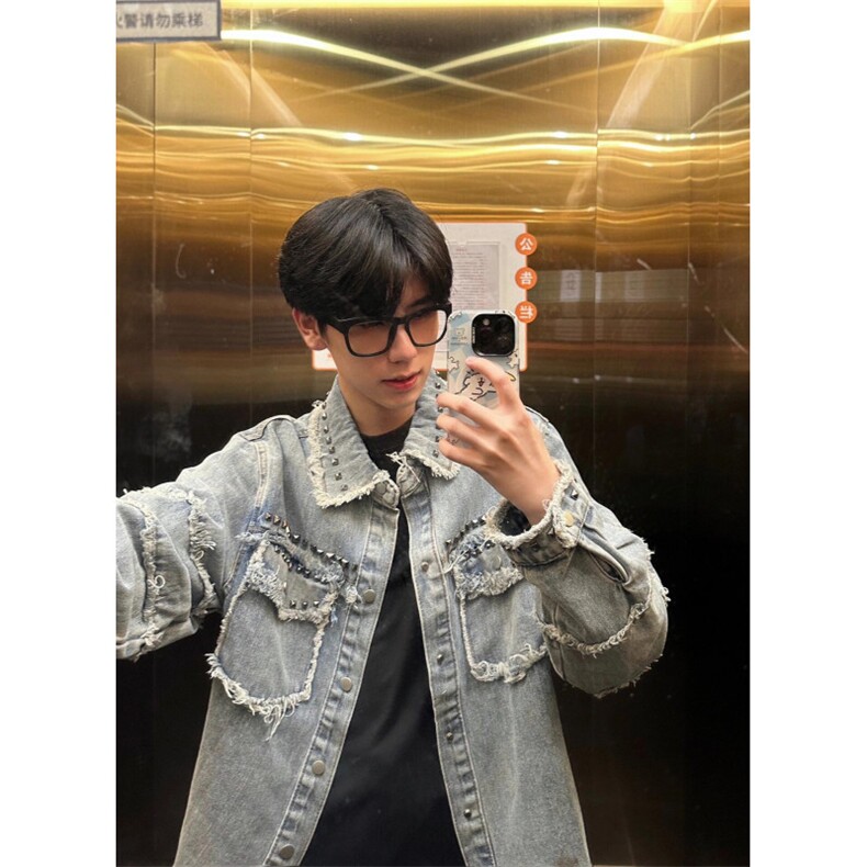 【有货】cleanfit毛边牛仔外套男款美式高街工装夹克CT01CC-P65,男装夹克,星座1007（原301D）