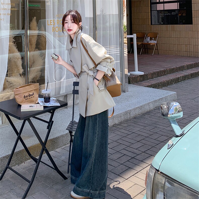 2025秋季减龄通勤风淡人风衣女复古随性休闲范宽松休闲显瘦大衣潮,女装风衣,C位