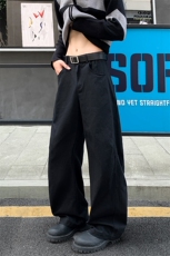 特批P48无差价秋季新款潮流拖地拼接褶皱休闲宽松弯刀裤男K5963，男装休闲裤，电商A001