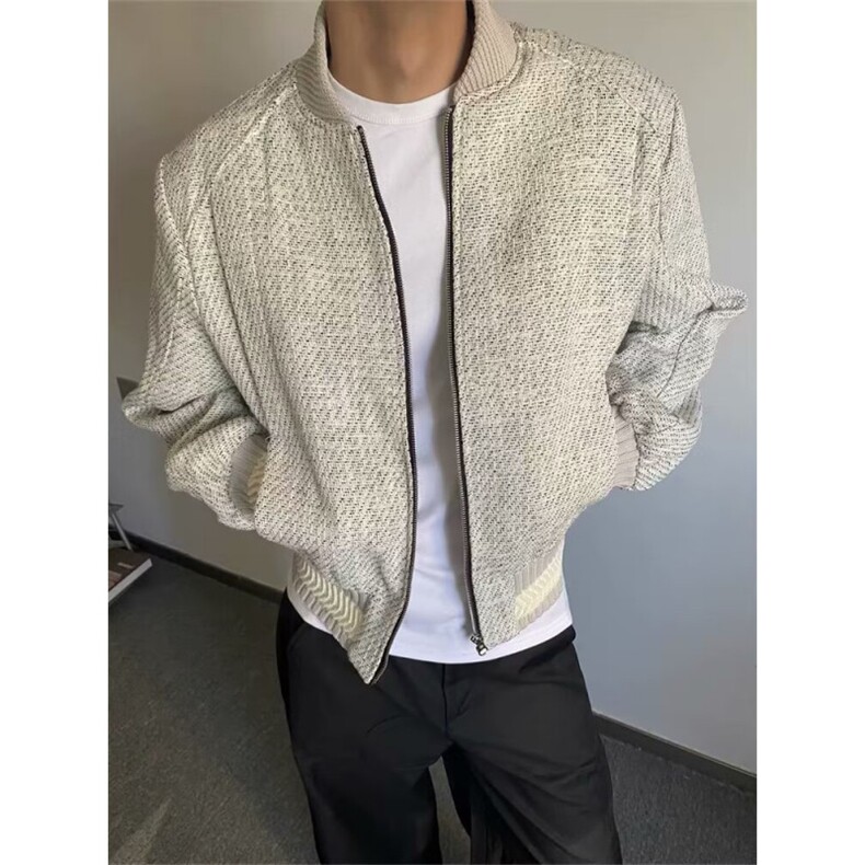 网图~老钱风网红粗纺面料棒球服夹克外套W1399/P75，男装夹克，电商B350