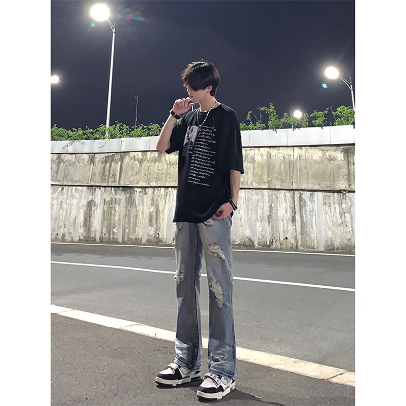夏季美式高街ins小众破洞牛仔裤货号K755P6578,男装牛仔裤,电商A063
