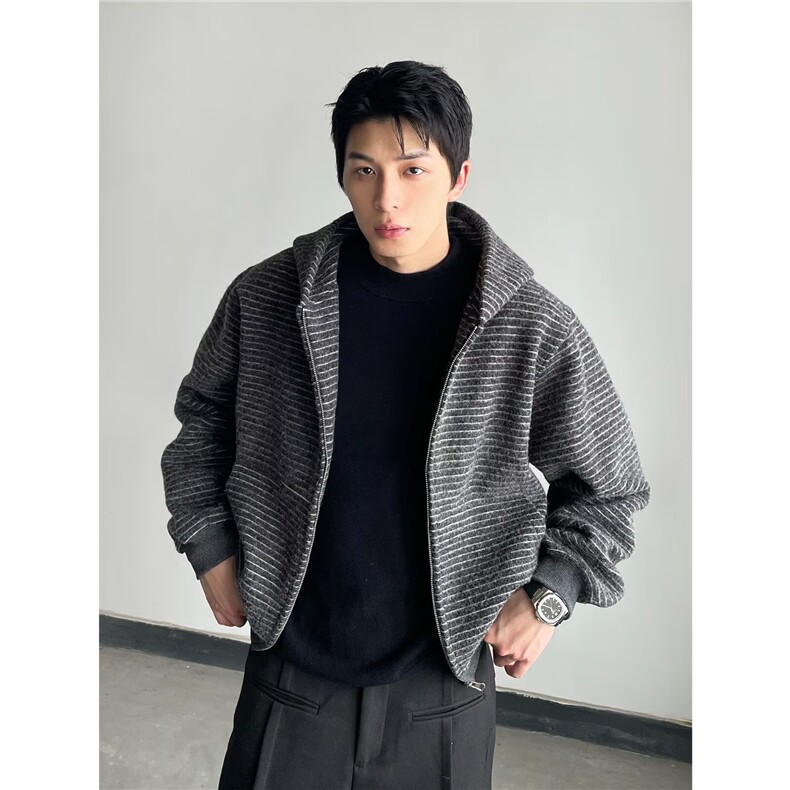 JY223-P63开衫毛衣美式复古休闲慵懒风V领针织衫男纯色外套网图,男装针织衫/毛衣,星座1501-3
