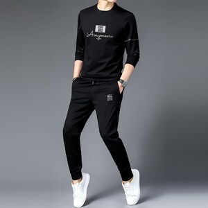 JG-T12秋季2023年新款男士长袖长裤修身休闲时尚卫衣运动套装P126图片