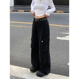日系潮牌休闲松弛感牛仔裤时尚潮流宽松复古牛仔裤K590TP60控89图片