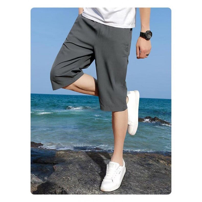 七分裤男夏季2024新款休闲速干潮流宽松拉链口袋运动大码男士短裤图片