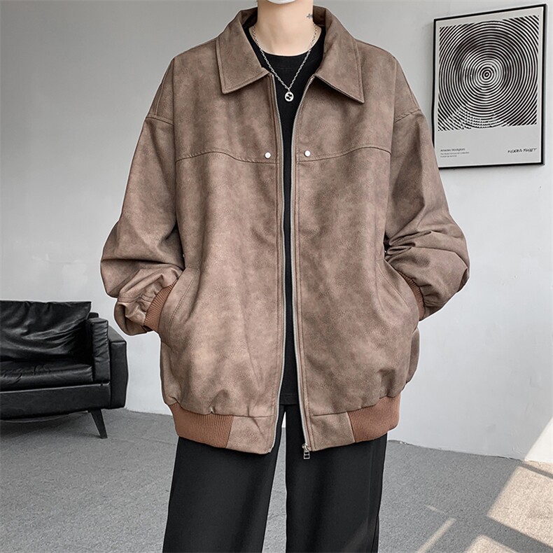8XL-M脏脏痞帅皮衣外套男秋冬加厚PU皮夹克宽松大码皮袄JK006P95,男装夹克,电商B312