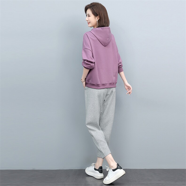 春季新款休闲舒适套装女宽松显瘦时尚两件套运动服,女装套装/套裙,悦见她