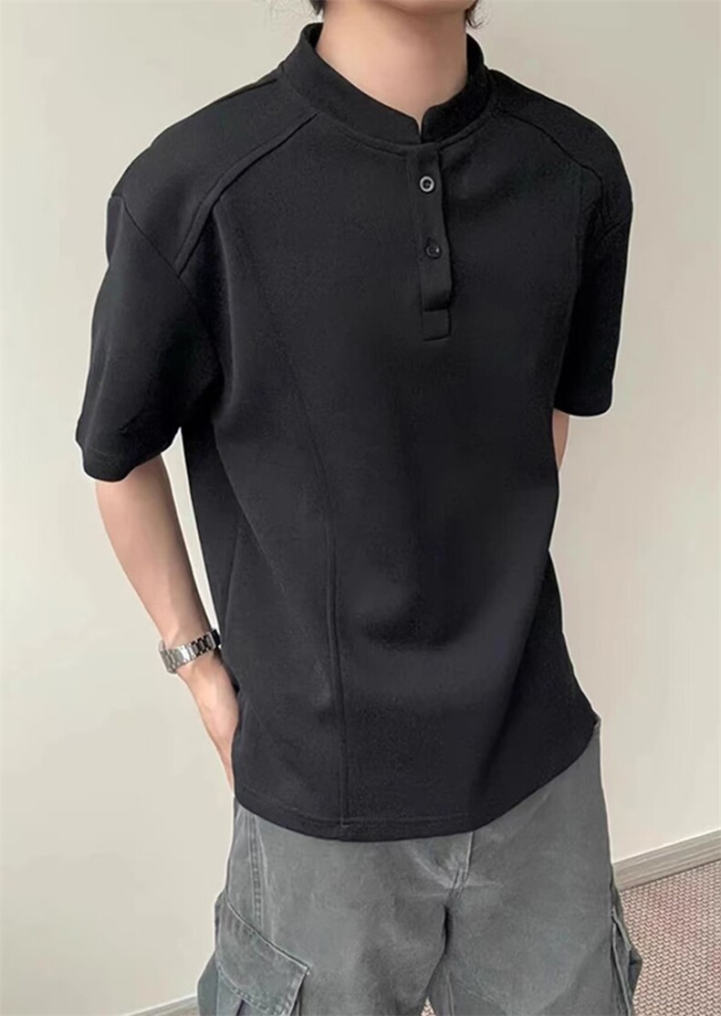 网图-T恤拼接高街痞帅夏季POLO衫正肩男装短袖大码上衣S430-特28,男装T恤,电商A233-1