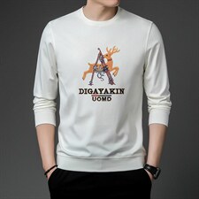 中年男士长袖秋季2023新款商务休闲印花卫衣潮流时尚百搭上衣，男装卫衣，电商B212（原钱塘6029）