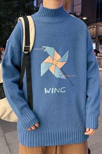 M18112-P45半高领毛衣男士大码针织衫男毛线衣男线衫,男装针织衫/毛衣,电商A040