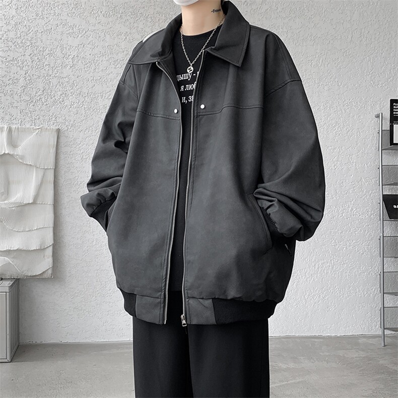 8XL-M脏脏痞帅皮衣外套男秋冬加厚PU皮夹克宽松大码皮袄JK006P95,男装夹克,电商B312