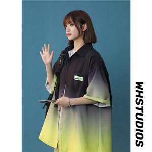 XZ-230-1TZ305夏新款中性风简约轻奢水墨渐变休闲短袖套装P75控98图片