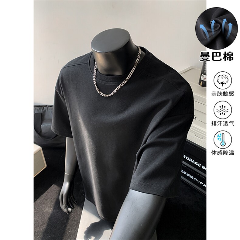 特批P22无差价夏季纯色曼巴棉面料休闲大码五分短袖T恤男T5170,男装T恤,电商A001-1
