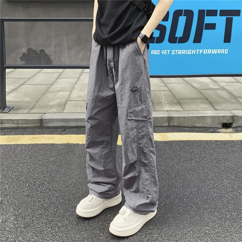 美式贴标设计感休闲裤男小众直筒工装裤冲锋裤，男装工装外套，星座310A-4