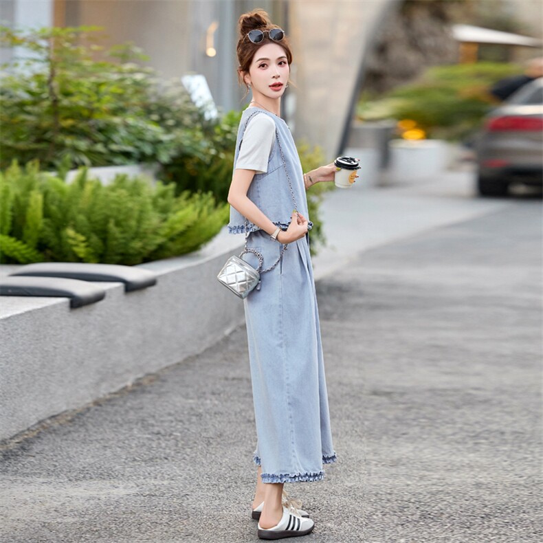 欧货休闲小香风马甲牛仔套装女2025夏季超火洋气减龄九分裤三件套,女装套装/套裙,瑶迪依秀