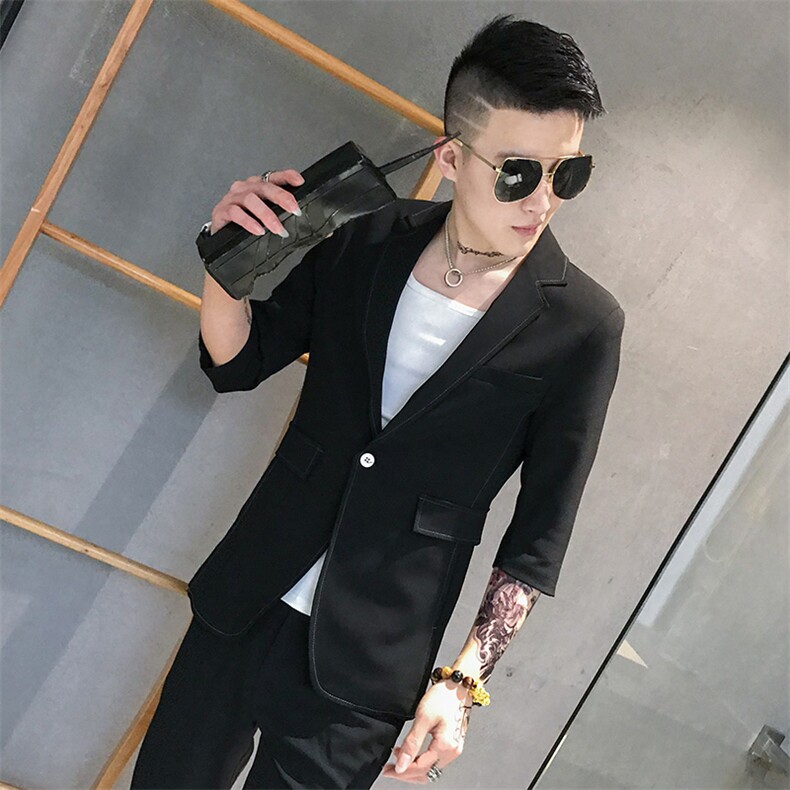 小西装套装男纯色正装社会小伙礼服纯色明线修身A,男装西服套装,星座406