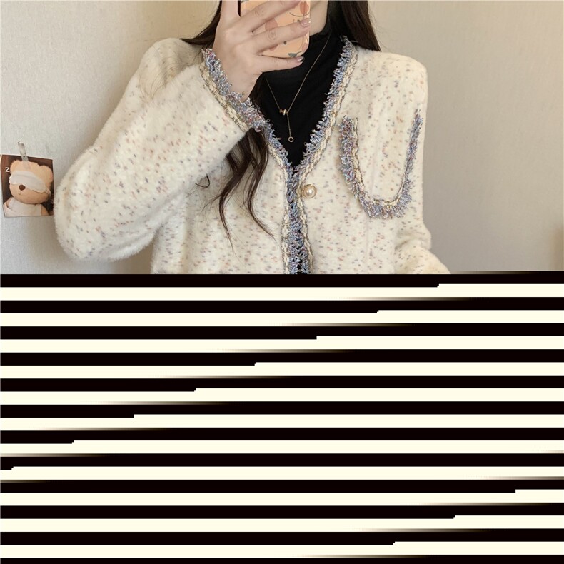 小香风短款外套女新款法式高级感毛衣针织开衫上衣MY015-85图片